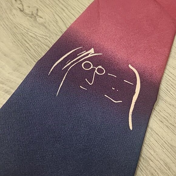 John Lennon Artworks John and Yoko Two Is One Mens Silk Necktie VGC - Picture 2 of 7